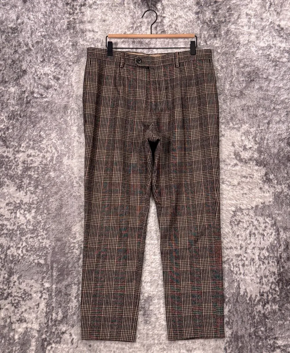 Banana Republic Pants 34 x 29 Mens Tailored Slim Fit Trouser Italian Tweed Plaid